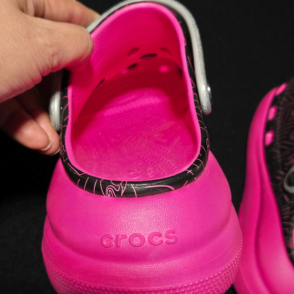 Crocs Barbie Crush Clog Womens 8, Mens 6 Black‎ Pink Platform Sandals Limited Ed - Picture 9 of 13